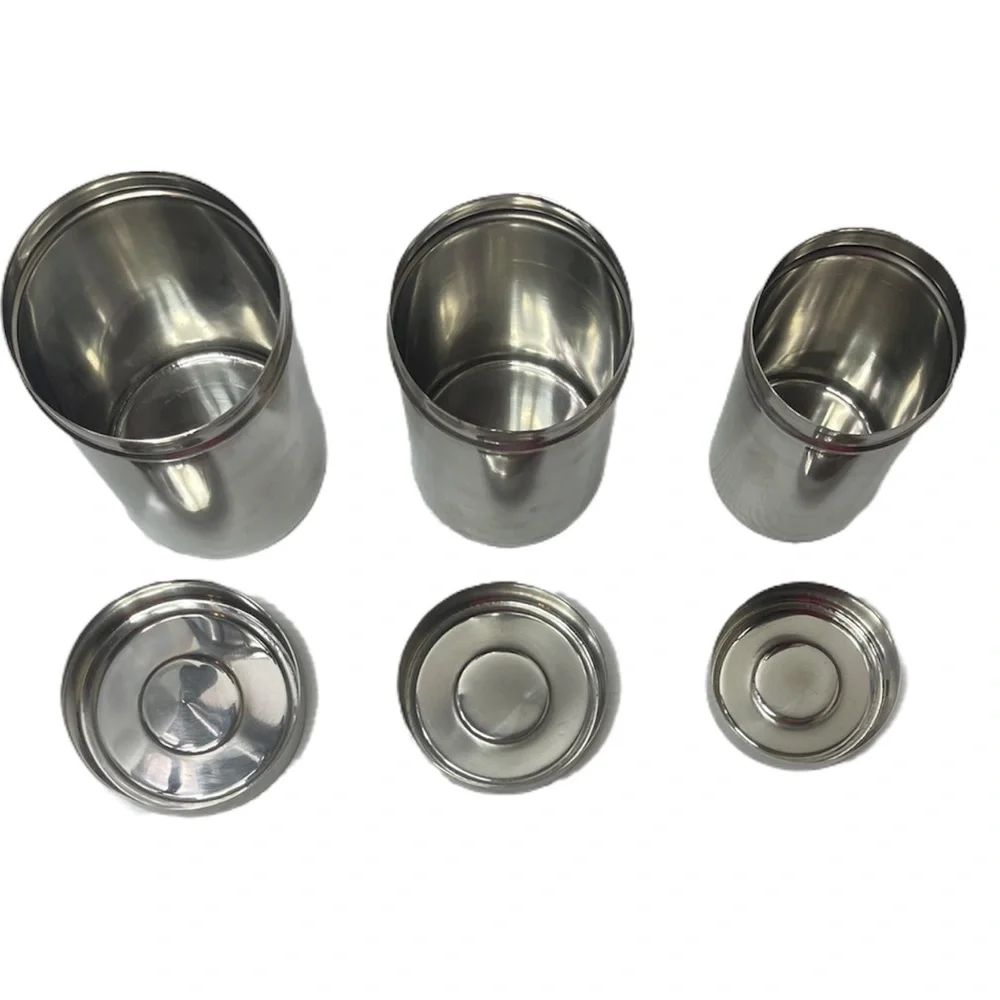 Stainless Canisters Tins Storage Containers Silver Chrome 3 piece  Canister Set
